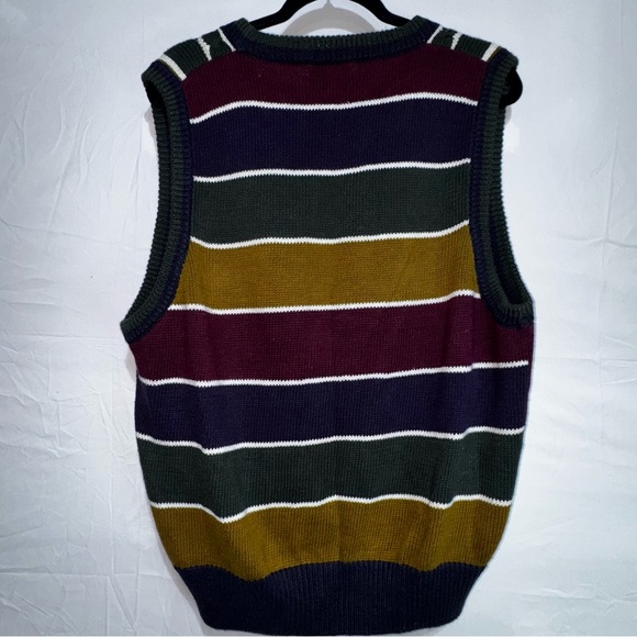 Vtg BachRach Knit Sweater Striped Vest Men Size Large Grunge Indie Goblin - Picture 3 of 6